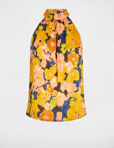 Fluid top with high neck multicolor women
