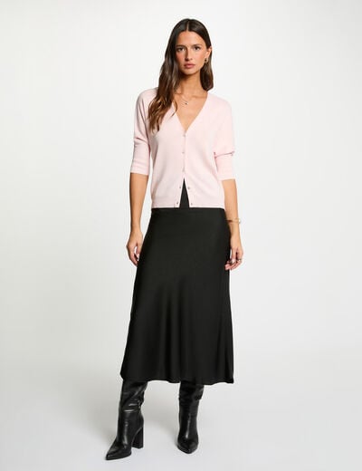 Satin long skirt black women