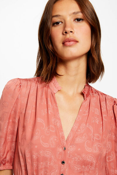 Straight dress with paisley print rust ladies'