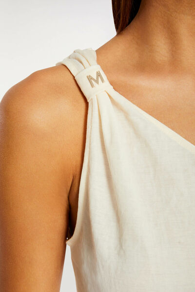 T-shirt with asymmetrical sleeves medium ecru ladies'
