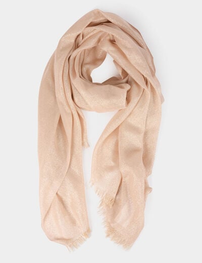 Scarf metallised threads beige women