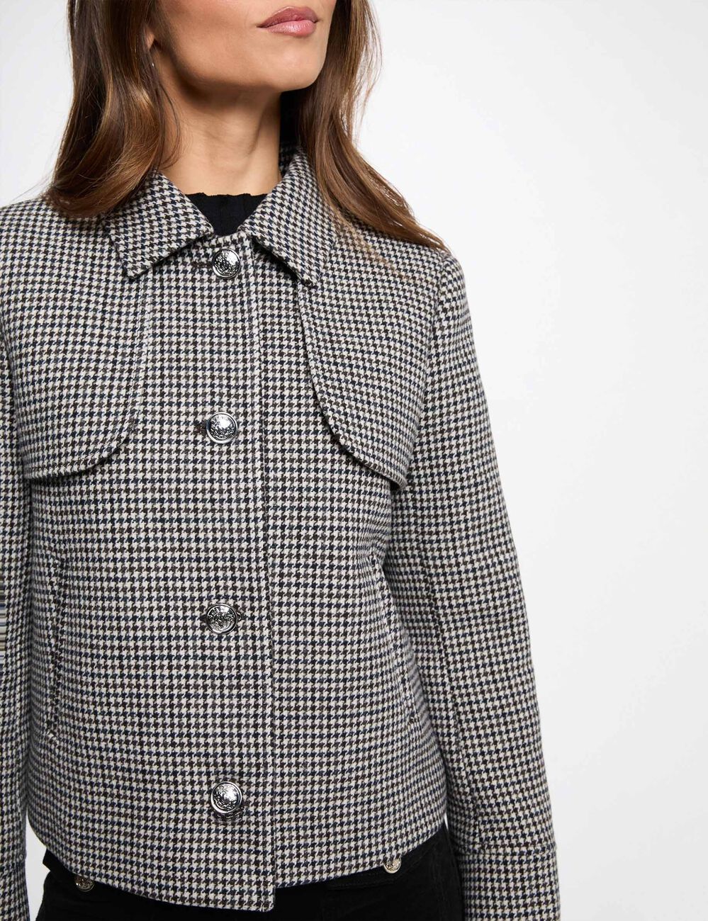 Short jacket with tailored collar multicolor women
