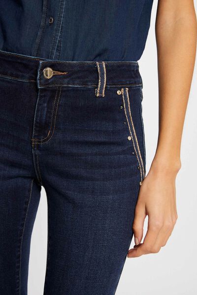 Skinny jeans with studs details raw denim ladies'