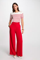 Stripped jumper short-sleeves ivory women