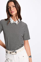 T-shirt manches courtes rayé blanc femme