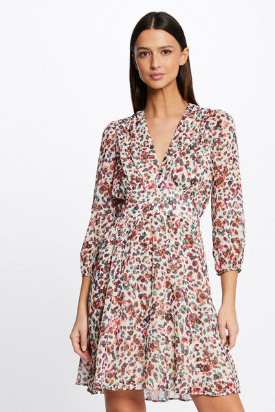 Loose A-line floral print ecru ladies'