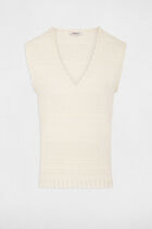 Fitted V-neck sweater ivory women
