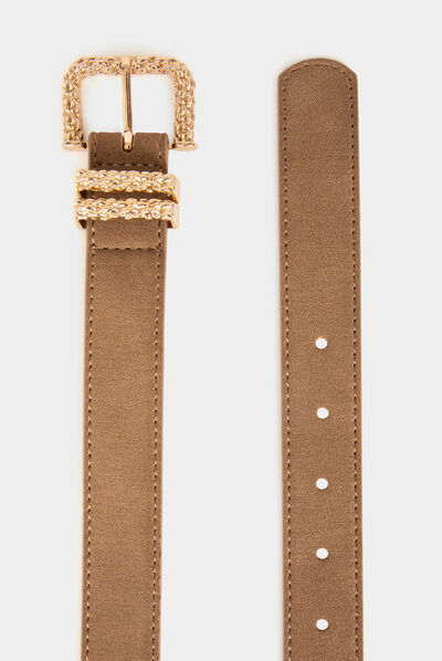 Belt with twin keepers chestnut brown ladies'