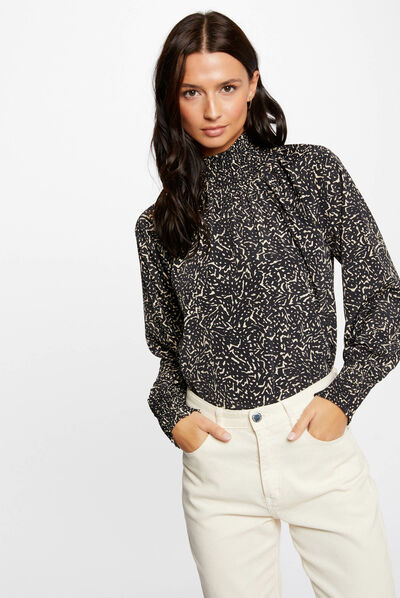 Long-sleeved blouse abstract print multico ladies'
