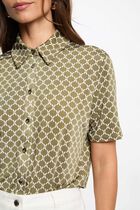 Printed shirt with notched collar khaki green women