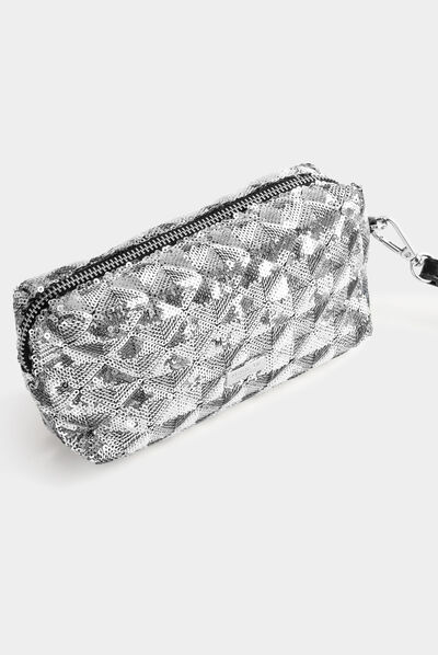 Make up bag with sequins silver ladies'