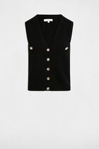 Gilet sans manches col en V noir femme