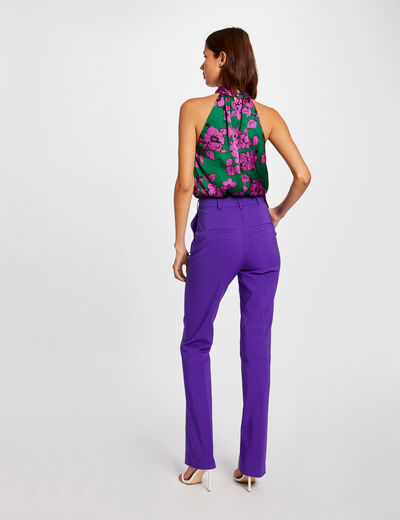 Sleeveless blouse floral print purple ladies'
