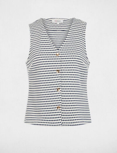 Printed sleeveless waistcoat navy blue women