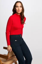 Ribbed jumper high collar red women