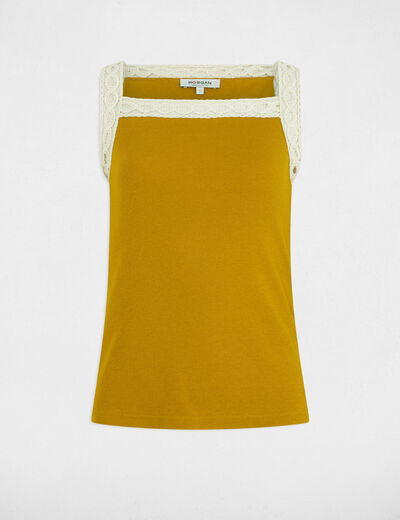 Sleeveless vest top mustard yellow women
