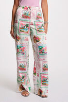 Printed wide-leg trousers multicolor women
