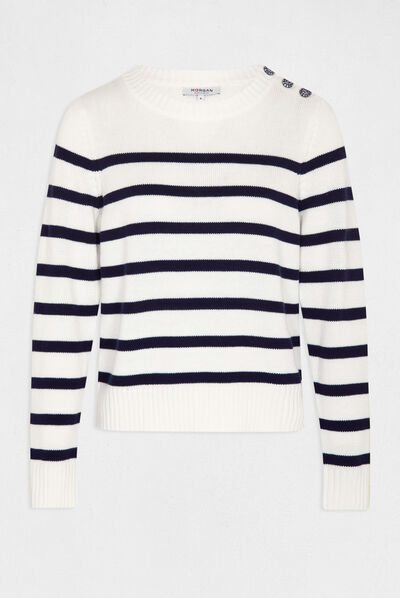 Long-sleeved jumper with stripes ivory ladies'