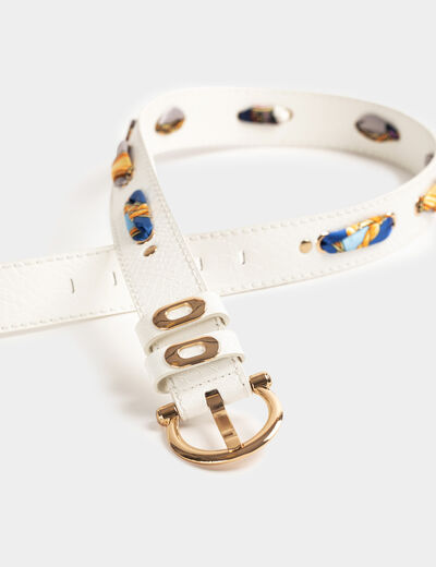 Belt with scarf and croc effect white ladies'