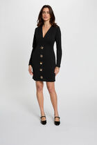 Fitted short dress with V-neck black women