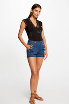 Vest top with wide straps and lace black women