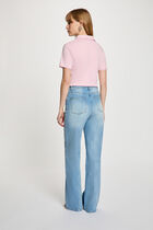 Light knit with a turn-down collar pink women
