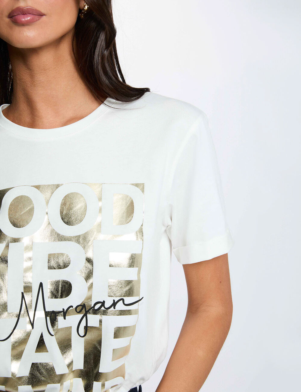 Round neck t-shirt white women
