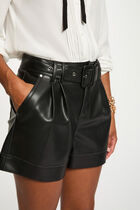 Faux leather fitted shorts black women