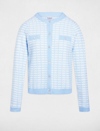 Fitted jacquard cardigan sky blue women