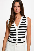 Striped sleeveless cardigan white women