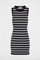 Sleeveless knitted dress navy blue women