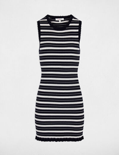 Sleeveless knitted dress navy blue women