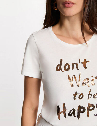 Round neck short-sleeve t-shirt white women