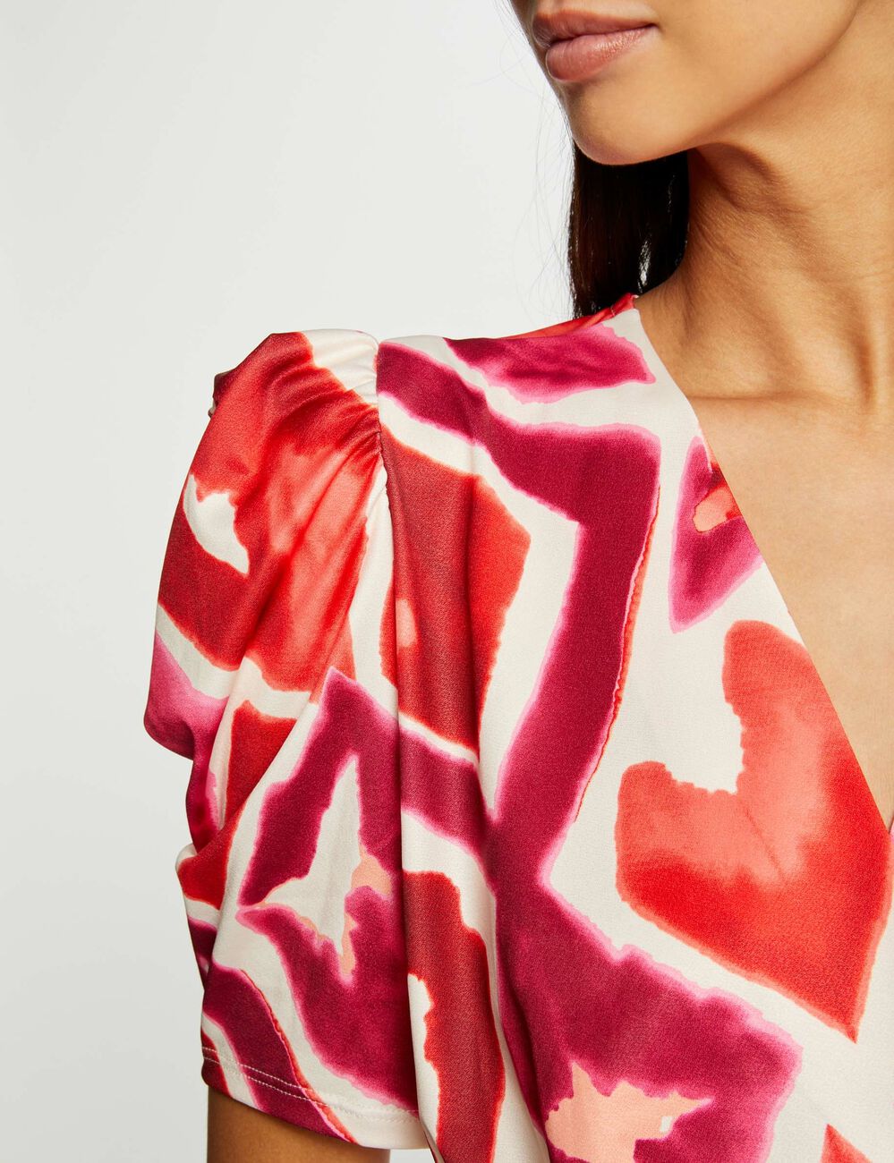 Printed top short sleeves multicolored women