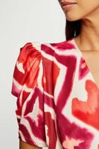 Printed top short sleeves multicolored women