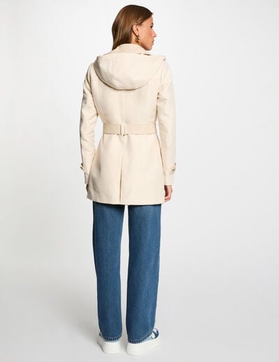 Trenchcoat faux leather detail ivory women