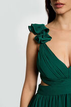 Maxi loose straight dress green women