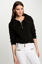 Jumper with zipped-rollneck black women