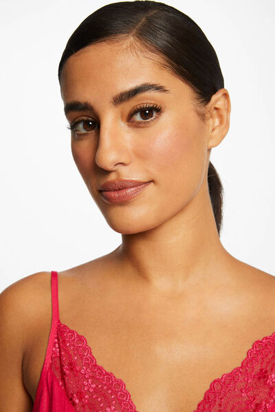 Blouse with thin straps and lace raspberry ladies'