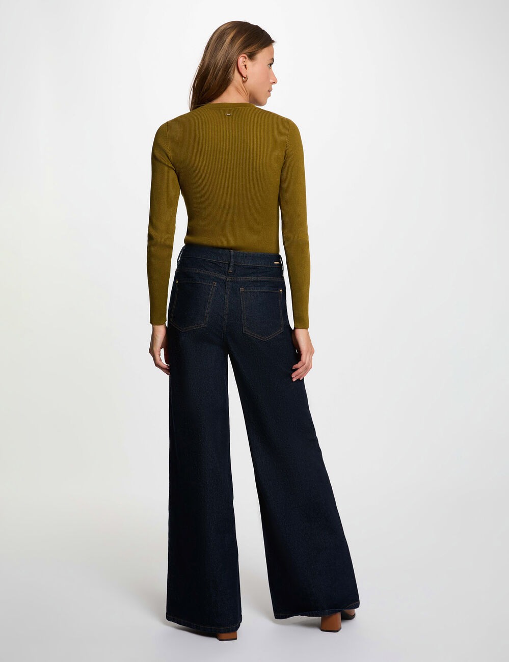 High-waisted wide-leg jeans blue women