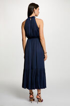 Maxi loose A-line dress navy blue women