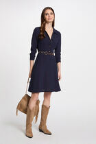 Mini loose straight dress navy blue women