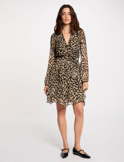 Printed fitted mini dress multicolor women
