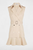 Robe courte portefeuille creme femme