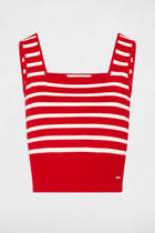Knitted top wide straps red women