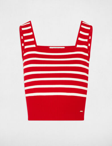 Knitted top wide straps red women