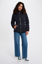 Fitted short puffer jacket navy blue women