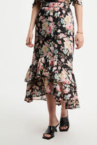 Printed midi skirt ruffles multicolor women