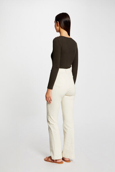 Long-sleeved jumper with buttons dark green ladies'