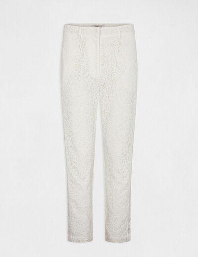 Laced straight trousers ecru ladies'